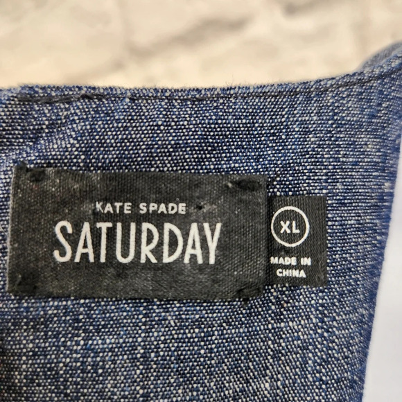 Kate Spade SATURDAY Blue Sleeveless V-Neck Saturday Dress Back Zip Size XL - Picture 8 of 13